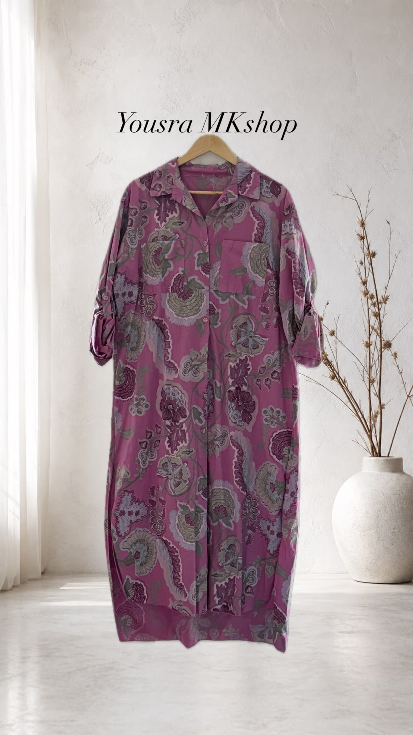 Chemise longue Paisley Magenta 🇮🇹