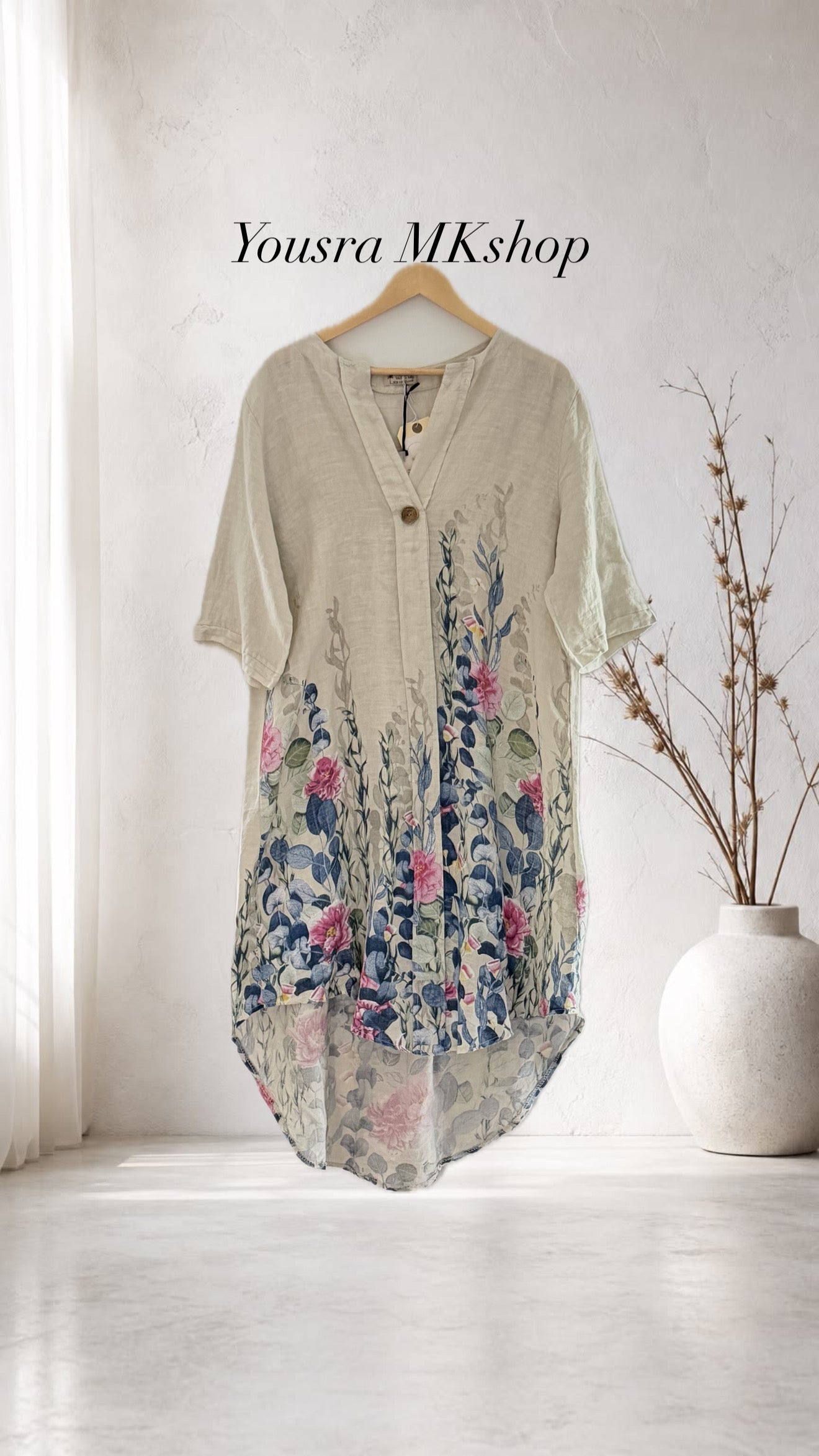 Chemise longue Botanique Beige 🇮🇹