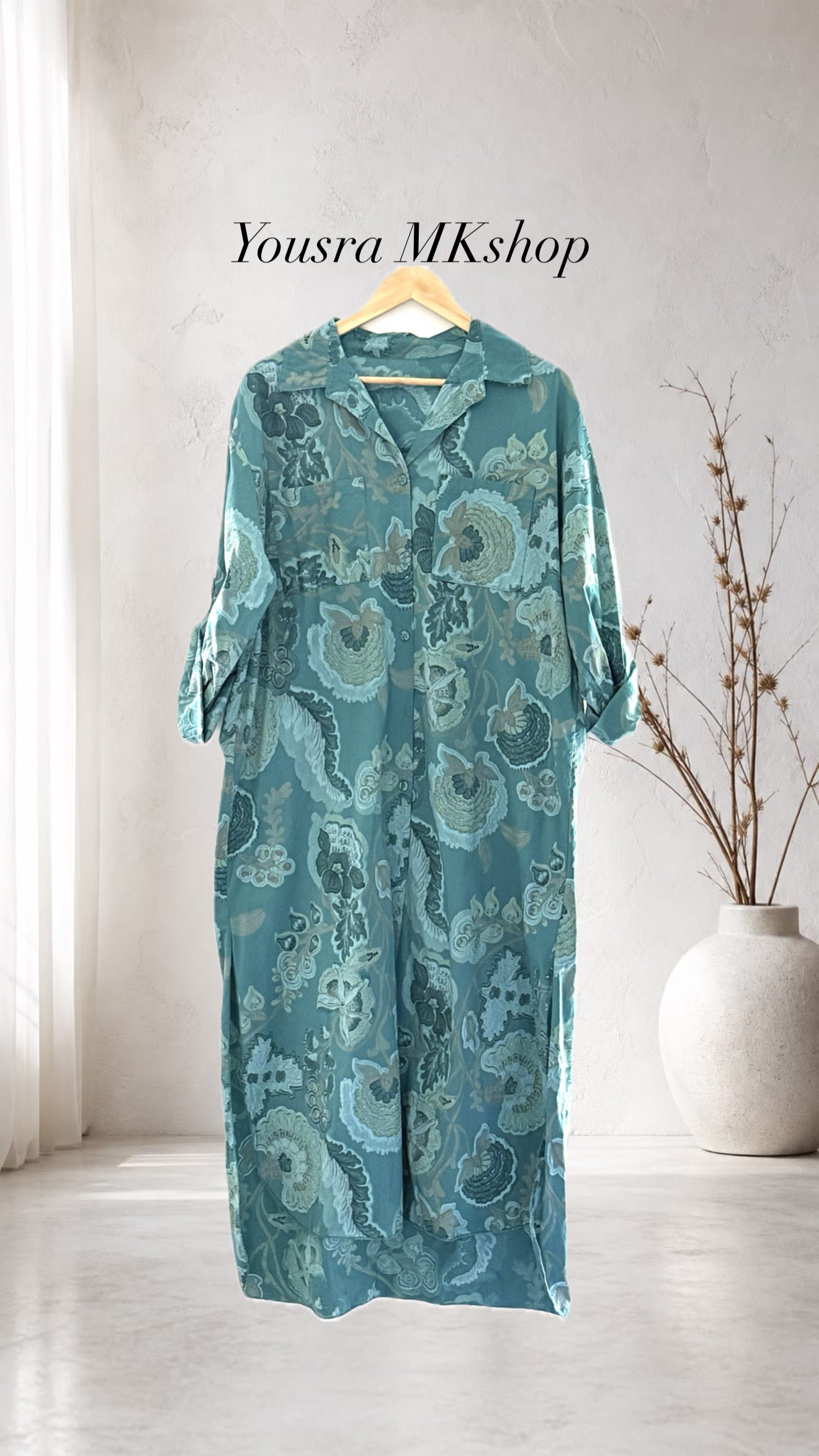 Chemise longue Paisley Turquoise 🇮🇹